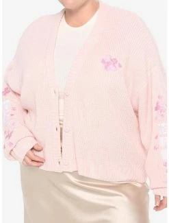 Best Pirce 🎁 Pink Sakura Oversized 👧 Girls Crop Cardigan Plus Size ⌛