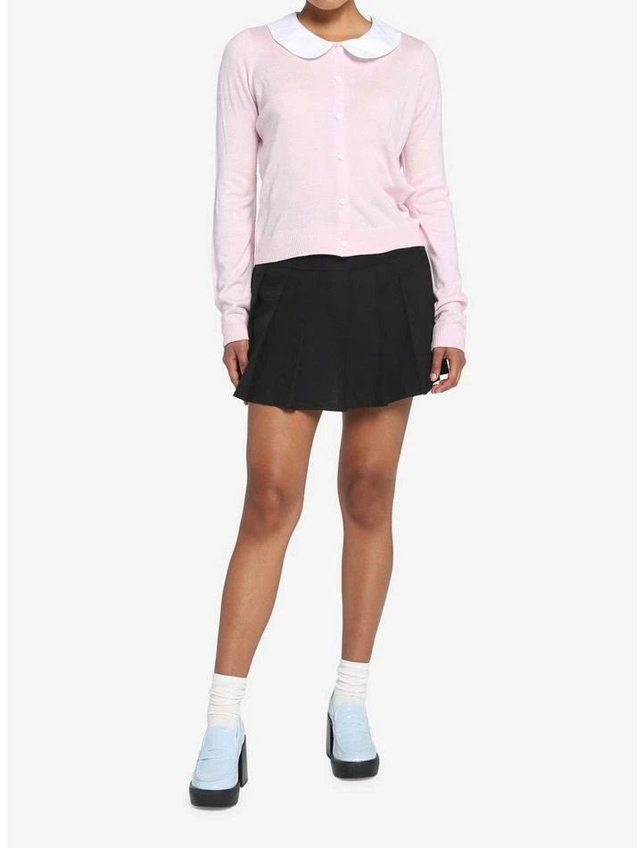 New 🛒 Pink Collared 👧 Girls Crop Cardigan ⌛ 4 New 🛒 Pink Collared 👧 Girls Crop Cardigan ⌛ - Image 2