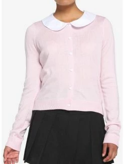 New 🛒 Pink Collared 👧 Girls Crop Cardigan ⌛