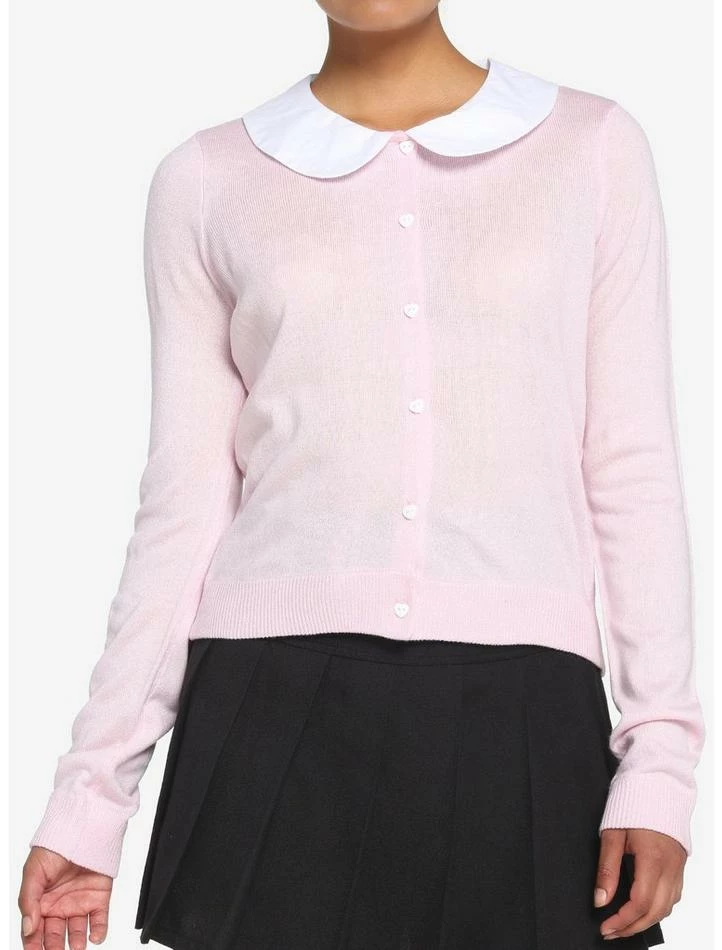 New 🛒 Pink Collared 👧 Girls Crop Cardigan ⌛ 3 New 🛒 Pink Collared 👧 Girls Crop Cardigan ⌛
