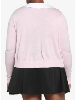 Discount 😀 Pink Collared 👧 Girls Crop Cardigan Plus Size 💯 -HT Style Outlet Store 18098489 av2