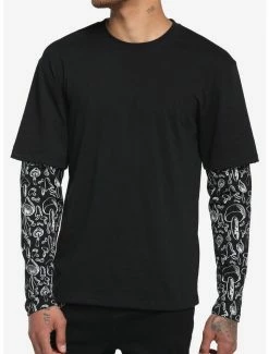 Budget ⌛ Black Mushroom Twofer Long-Sleeve T-Shirt 😀