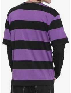 Best Sale 🎉 Purple & Black Stripe Twofer Long-Sleeve T-Shirt 🎉 -HT Style Outlet Store 18176237 av2