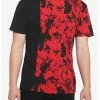 Deals 🎉 Red & Black Tie-Dye Side Split T-Shirt 🔔 -HT Style Outlet Store 18176255 hi