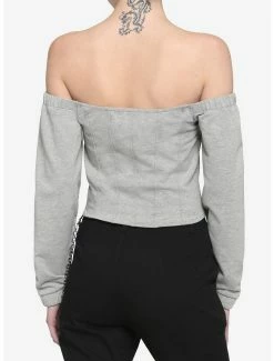 Hot Sale 😍 Grey Zipper Corset Long-Sleeve Top ✨ -HT Style Outlet Store 18191419 av2