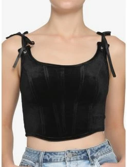 Wholesale ✨ Black Velvet Lace-Up 👧 Girls Corset Top 👏