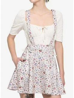 Brand new 🔔 Ivory Cottagecore Lace-Up Suspender 👗 Skirt 😀