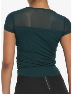 Best Pirce 🎁 Teal Ruched Mesh 👧 Girls Top 💯 -HT Style Outlet Store 18249252 av2