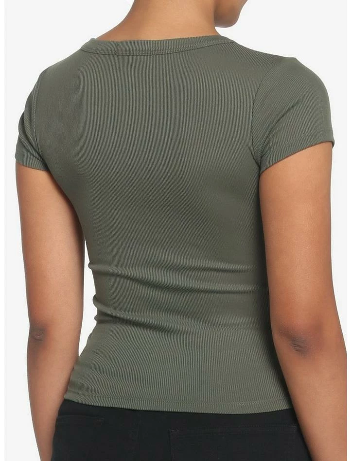 Cheapest 🎉 Olive Green Double Ruched 👧 Girls Crop Top ✔️ 5 Cheapest 🎉 Olive Green Double Ruched 👧 Girls Crop Top ✔️ - Image 3