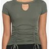 Cheapest 🎉 Olive Green Double Ruched 👧 Girls Crop Top ✔️ -HT Style Outlet Store 18249257 hi