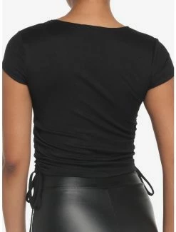 Flash Sale 🔥 Black Cutout Double Ruched 👧 Girls Crop Top 😀 -HT Style Outlet Store 18250564 av2