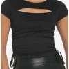 Flash Sale 🔥 Black Cutout Double Ruched 👧 Girls Crop Top 😀