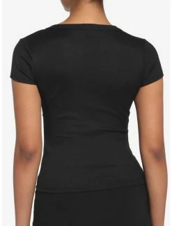 Deals 🤩 Black Double Ruched 👧 Girls Crop Top 👏 -HT Style Outlet Store 18251801 av2