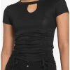 Deals 🤩 Black Double Ruched 👧 Girls Crop Top 👏