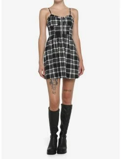 Top 10 🌟 Black & White Plaid Zipper 👗 Dress 😍 -HT Style Outlet Store 18251814 av1