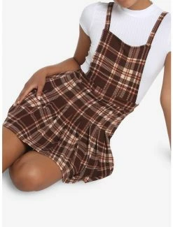 Cheapest 👍 Brown Plaid Twofer 👗 Skirtall 🎁 -HT Style Outlet Store 18251832 av4