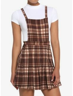 Cheapest 👍 Brown Plaid Twofer 👗 Skirtall 🎁