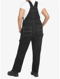 Deals 🎁 Black & White Contrast Stitch Overalls Plus Size 🌟 -HT Style Outlet Store 18255827 av1
