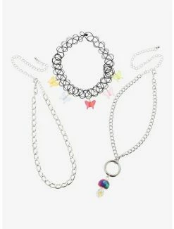 New ✨ Colorful Butterfly Mushroom Necklace Set 🥰