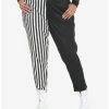 Cheapest 🧨 Black & White Stripe Split Chain Pants Plus Size 🤩 -HT Style Outlet Store 18334676 hi