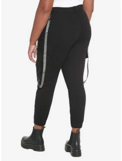 Buy ⌛ Black Stripe Suspender Jogger Pants Plus Size ✨ -HT Style Outlet Store 18336615 av1
