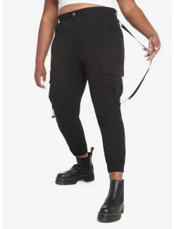 Buy ⌛ Black Stripe Suspender Jogger Pants Plus Size ✨ -HT Style Outlet Store 18336615 av3