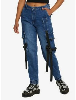 Cheap ⭐ Indigo Utility Strap 👧 Girls Cargo Jogger Pants 🛒