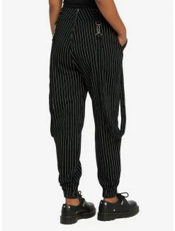 Flash Sale 🛒 Black & White Pinstripe Suspender Jogger Pants ⭐ -HT Style Outlet Store 18336772 av1
