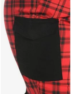 Brand new 🌟 Black & Red Plaid Split Cargo Jogger Pants Plus Size 🤩 -HT Style Outlet Store 18338110 av5
