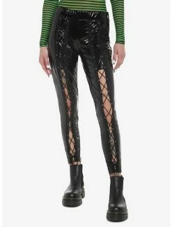 Top 10 ❤️ Faux Leather Lace-Up Leggings 😀
