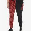 Best deal ❤️ Black & Red Checkered Split Jogger Pants Plus Size 💯 -HT Style Outlet Store 18432693 hi