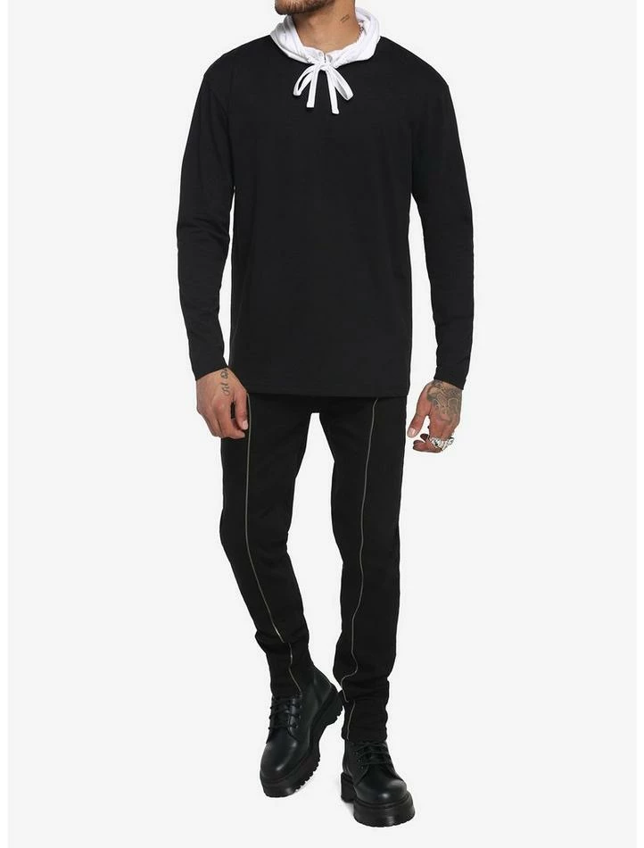 Best Sale ๐ Black & White Long-Sleeve T-Shirt With Hood ๐ 4 Best Sale ๐ Black & White Long-Sleeve T-Shirt With Hood ๐ - Image 2