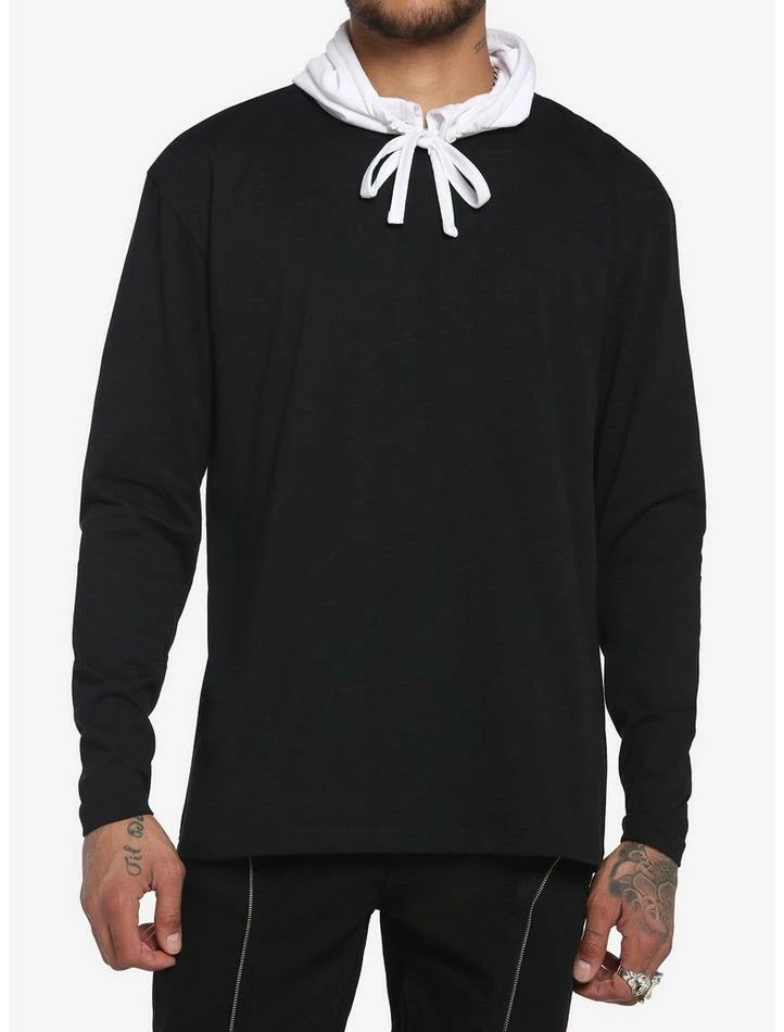 Best Sale ๐ Black & White Long-Sleeve T-Shirt With Hood ๐ 3 Best Sale ๐ Black & White Long-Sleeve T-Shirt With Hood ๐