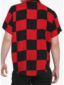 Coupon 🎁 Black & Red Checkered Woven Button-Up 🤩 -HT Style Outlet Store 18435576 av2