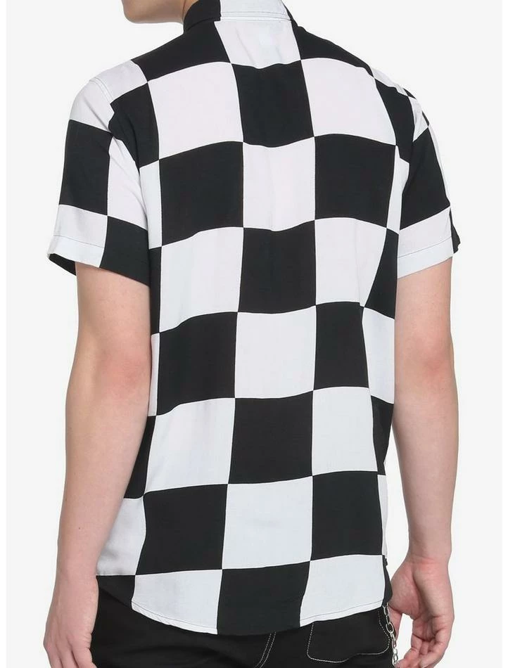 Wholesale ๐ Black & White Checkered Woven Button-Up โค๏ธ 5 Wholesale ๐ Black & White Checkered Woven Button-Up โค๏ธ - Image 3