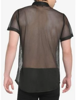 Brand new 🧨 Black Mesh Woven Button-Up 🔔 -HT Style Outlet Store 18435594 av2