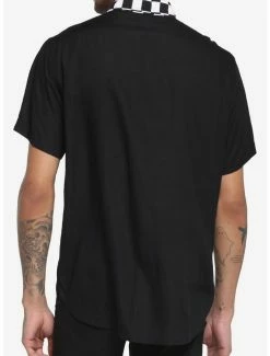 Deals 😍 Black & White Checkered Collar Woven Button-Up 😀 -HT Style Outlet Store 18435603 av2