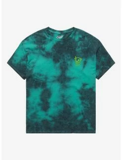 Budget 🌟 Stitched Teddy Bear Dark Green Tie-Dye T-Shirt 👍