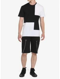 Outlet ⭐ Black & White Patchwork T-Shirt 🥰 -HT Style Outlet Store 18438939 av1