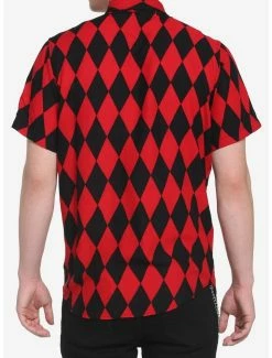 Wholesale ✨ Black & Red Diamond Woven Button-Up ⭐ -HT Style Outlet Store 18438966 av2