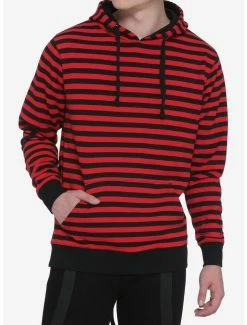 Best deal 🔔 Red & Black Stripe Hoodie ⭐