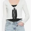 Deals 💯 Ivory Tie-Front 👧 Girls Crop Cardigan 🔔 -HT Style Outlet Store 18459831 hi