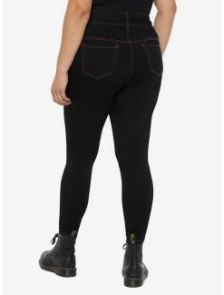 New 😉 Black & Pink Zipper Super Skinny 👖 Jeans Plus Size 🌟 -HT Style Outlet Store 18500877 av2