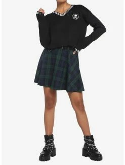 Cheapest ⌛ Skull Crest V-Neck 👧 Girls Sweater 😀 -HT Style Outlet Store 18522523 av1