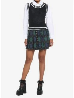 Budget 🥰 Black & White Twofer 👧 Girls Sweater Vest & Long-Sleeve Button-Up 👏 -HT Style Outlet Store 18522603 av1