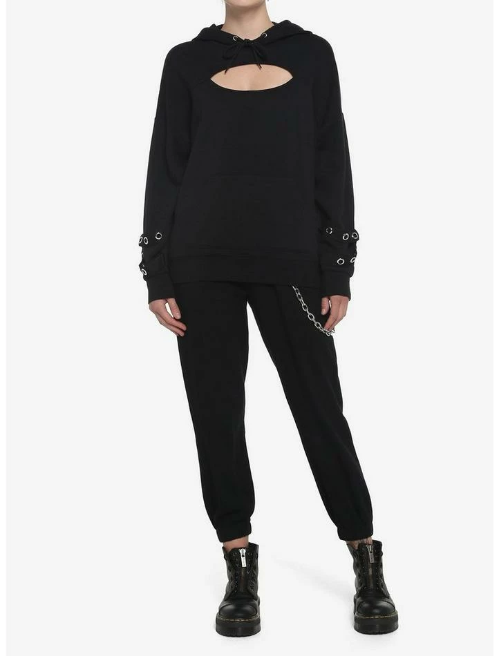 Brand new ๐งจ Black Cutout Grommet ๐ง Girls Hoodie ๐ 4 Brand new ๐งจ Black Cutout Grommet ๐ง Girls Hoodie ๐ - Image 2