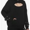 Brand new 🧨 Black Cutout Grommet 👧 Girls Hoodie 🛒 -HT Style Outlet Store 18523834 hi