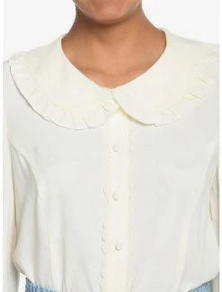 Outlet ✔️ Ivory Ruffle 👧 Girls Long-Sleeve Woven Button-Up 💯 -HT Style Outlet Store 18523859 av4