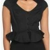 Best deal 🔔 Black Cutout Peplum 👧 Girls Crop Woven Button-Up 🤩 -HT Style Outlet Store 18526526 hi