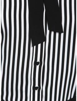 Cheap 👏 Black & White Pinstripe Bow 👧 Girls Woven Button-Up 🌟 -HT Style Outlet Store 18526532 av3